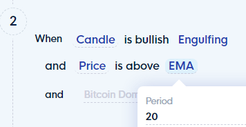 When Price is above EMA (20) and Candle is bullish Engulfing: